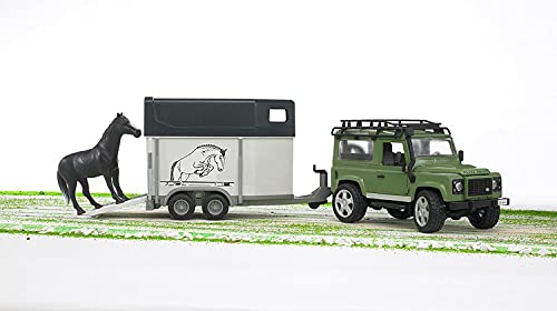 Bruder Toys Land Rover Defender Station Wagon with Horse Trailer and 1 Horse for Kids Aged 3-8
| Bruder Toys Land Rover