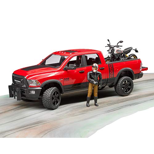 Bruder Ram 2502 Power Wagon with Ducati Scrambler Desert Sled and Driver for Kids Outdoor Play
| Bruder Ram 2502 Power