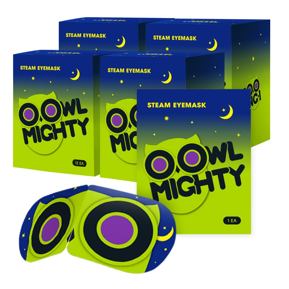 OOwl Mighty Steam Eye Mask for Dry Eyes, Self Heating Eye Compression for Stress Relief, Unscented