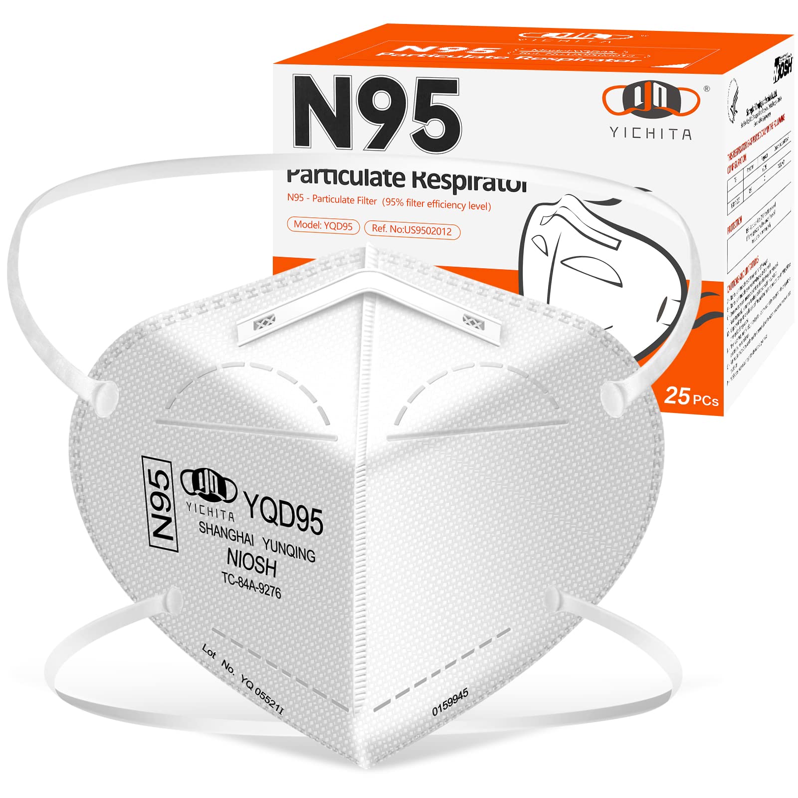 NIOSH Approved N95 Mask 25-Pack Particulate Respirator Universal Fit Individually Wrapped Carbonfree Certified
| Partic