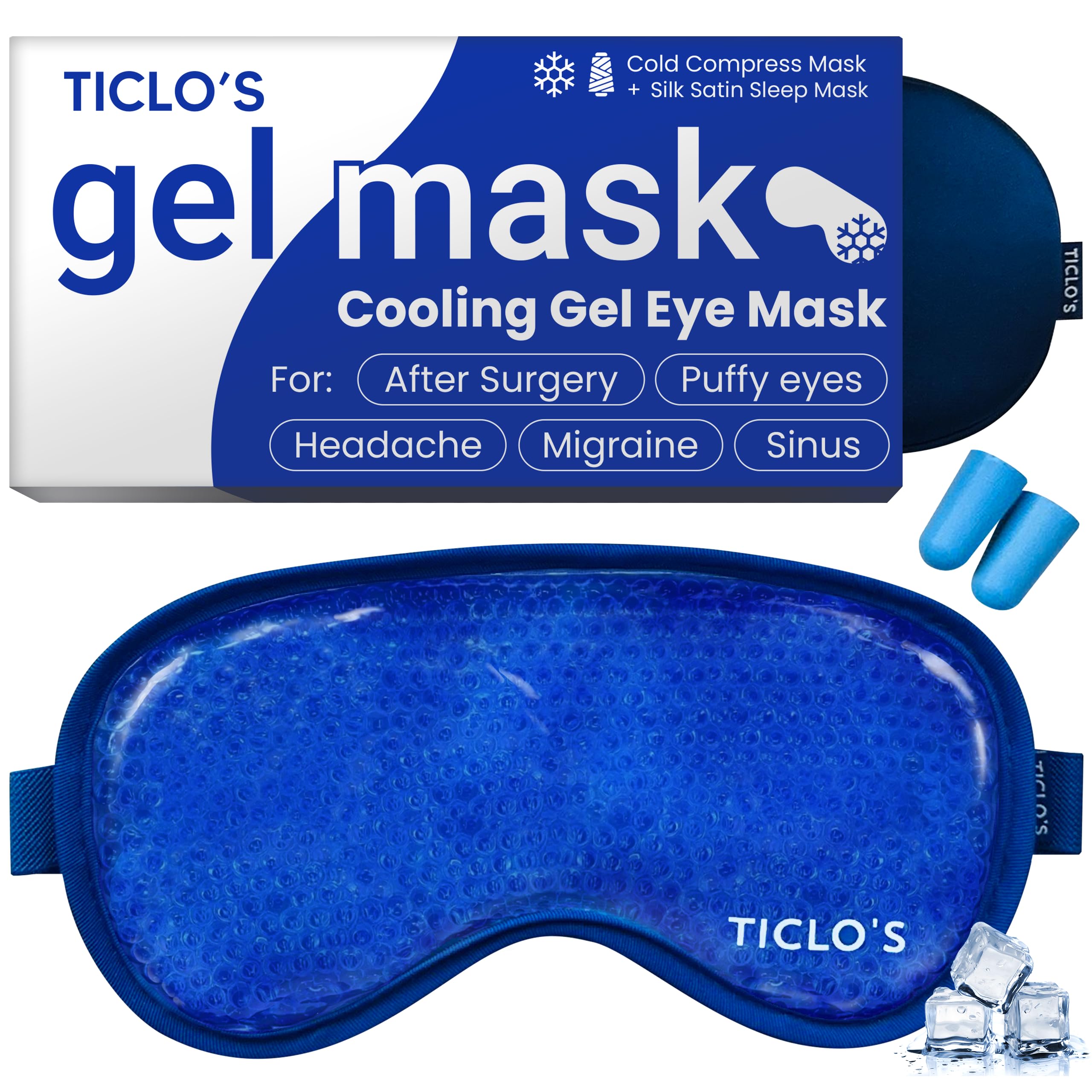 Reusable Cold Eye Mask for Migraines, Headaches, and Puffiness - Bead Ice Face Cold Therapy Compress
| Gel Eye Mask for